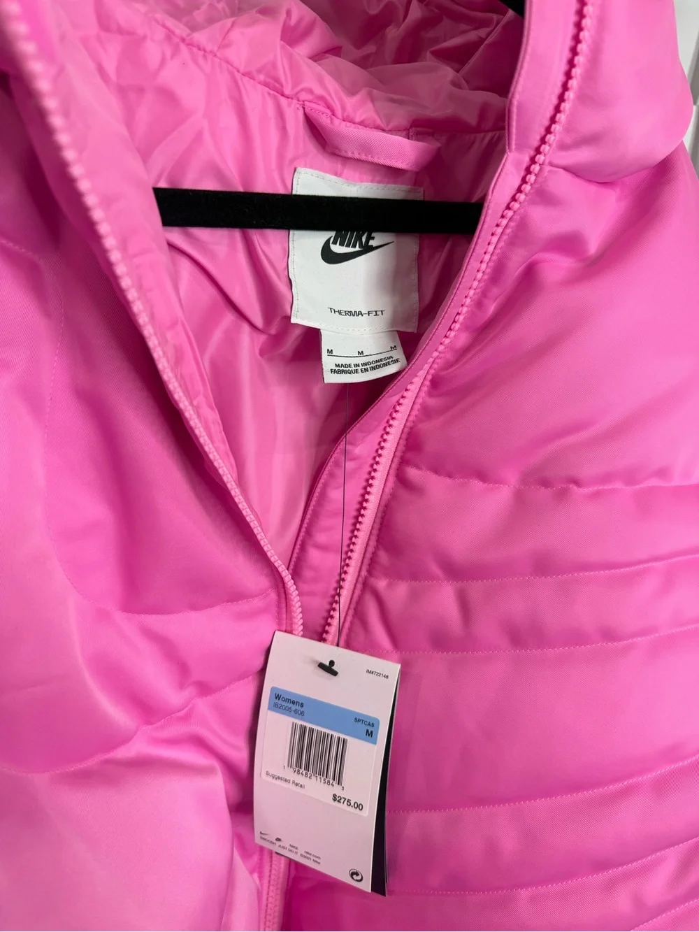 Womens Pink Nike Puffer Jacket with Hood